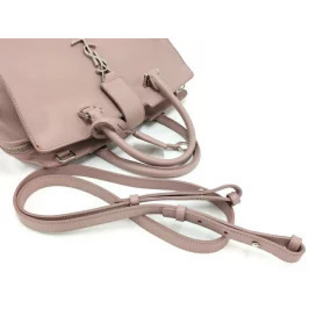 YVES SAINT LAURENT Baby Cabas Shoulder Bag Leather Pink Beige - Picture 6 of 9
